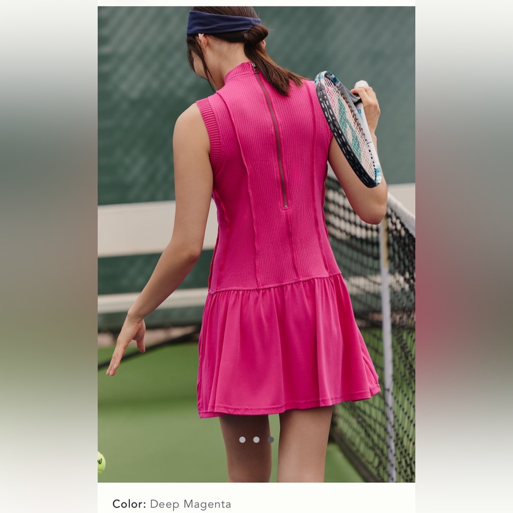 NWT Anthropologie Daily Practice Buzzer Beater Cotton Blend Pink Mini Dress Sz M - Picture 14 of 15